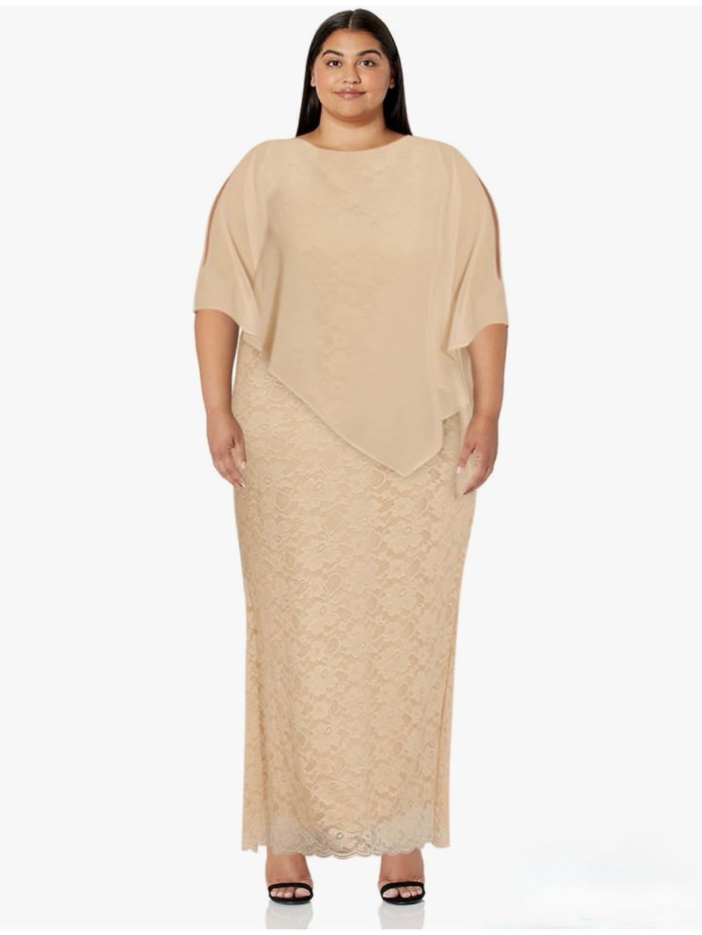 Women’s Cape Dress with Chiffon overlay